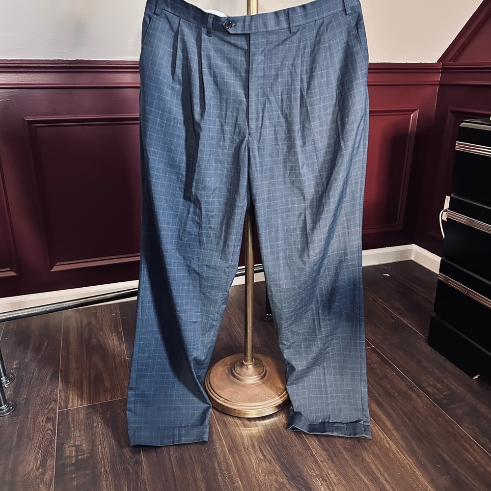 RRL Ralph Lauren blue plaid Egyptian flat front mens dress pants trousers